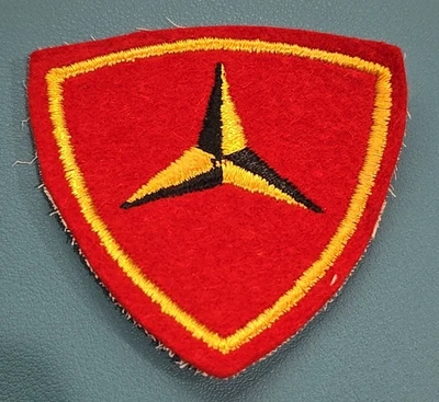USMC 3rd Marine Corps Division Patch-Stitched on Wool-CC Backing-Original WW-II* - Image 1 of 3