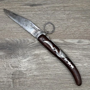 Okapi Schlüsselanhänger Lock Messer 4" Kohlenstoffstahl Klinge mit Stahl Intarsien Holzgriff - Bild 1 von 2