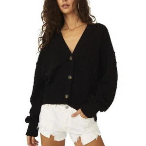 Free People Found My Friend Black Button-up Cardigan - Size - Small - Picture 1 of 7