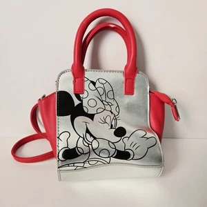 Disney Parks Minnie Mouse Small Adjustable Crossbody Bag Silver and Red - Picture 1 of 4