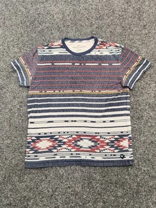 AMERICAN EAGLE T-Shirt Adult Large Red White Blue Aztec Stripe Tee Crew Neck Men - Picture 1 of 9