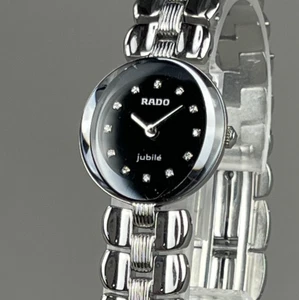 LADO jubile Luxury Ladies Watch Black Dial Silver SS Band 04894999 Swiss Watch - Picture 1 of 18