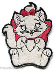 ÉCUSSON PATCH thermocollant - CHAT BLANC MARIE NOEUD ROSE 