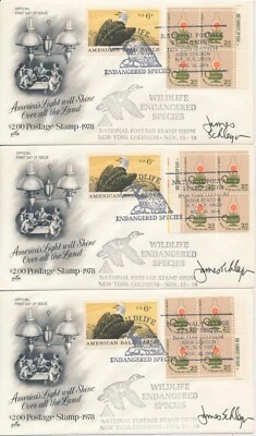 #1611 $2 Bl of 4 Kerosene Lamp combo Artcraft cachet FDC auto James Schleyer set - Image 1 of 2