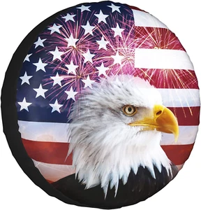 American Flag Spare Tire Cover Jeep for SUV Wrangler Wheel Truck Trailer For - Picture 1 of 12