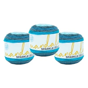 (3 Pack) Lion Brand Yarn 527-315E Mandala Sparkle Yarn, Aquarius - Picture 1 of 5