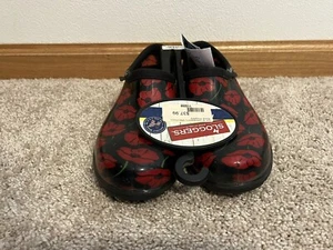 Sloggers Waterproof Garden Rain Shoes Red Black Floral Womens Size 6 New - Picture 1 of 7