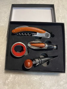 5 in 1 Wooden Wine Bottle Opener Set Key Corkscrew Foil Cutter Pour Stopper Gift - Picture 1 of 8
