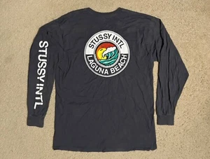 Camisa STUSSY LAGUNA BEACH Hombre Camisa GRANDE Gris Manga Larga INTL - Imagen 1 de 12