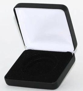 (1) Black Leatherette Model "I" Air-Tite Single Coin Holder Display Box Case - Picture 1 of 5