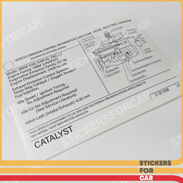 Информация о контроле выбросов автомобиля BMW 535i, 635CSi, 735i, L7 2121558 - Изображение 1 из 1