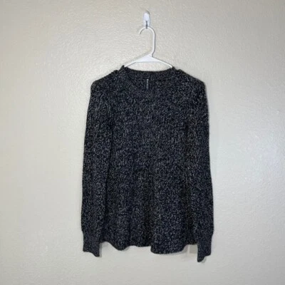 Suéter Athleta Sierra Crew para mujer XS negro jaspeado mezcla de lana manga larga Foto 1 de 4