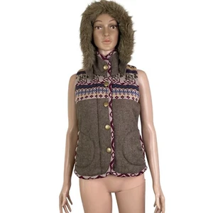 Charlotte Russe Sweater Vest Womens Small Hooded Herringbone Multi Colored New - Picture 1 of 11