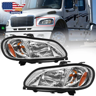 Headlights Headlamps Left & Right Pair Set For 02-18 Freightliner M-2 M2 - Image 1 of 4