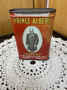 Vintage Red Prince Albert Crimp Cut Long Burning Cigar And Cigarette Tobacco Tin - Picture 1 of 7