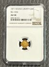 (1871) Round Liberty G50C California Fractional Gold / BG-1026       (NGC AU 58)