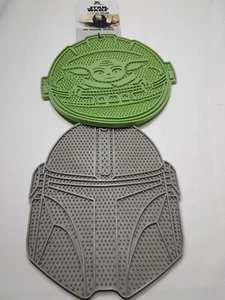 Star Wars Mandalorian Baby Yoda and Helmet Silicone Trivet 2 PC Set NWT Unique - Picture 1 of 7