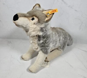 Steiff Snorry Gray Wolf 32cm Grau/weiss Sitting Plush #069246 Stuffed Animal NWT - Picture 1 of 12