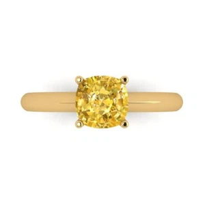 1.5 tcw Cushion Cut Engagement Ring 14K Yellow Gold Yellow Promise Ring - Picture 1 of 11
