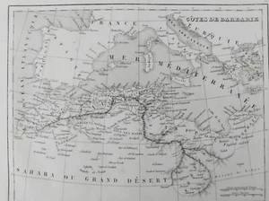 CARTE ANCIENNE COTE BARBARIE MAGHREB 1835 MONIN FREMIN BENARD ACIER OLD MAP F34 - Foto 1 di 2