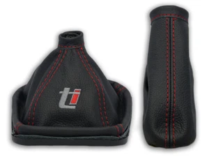 GEAR HANDBRAKE GAITER LEATHER FOR ALFA ROMEO 159 EMBROIDERY ti RED STITCHING - Afbeelding 1 van 4