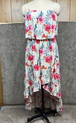 Vestido feminino Stella Tweed alça de espaguete alta-baixa floral tamanho grande - Imagem 1 de 4