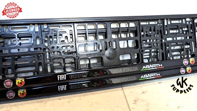 2x Telaio Targa Auto Supporto Circondario Gel Cupola Fiat Abarth NUOVO