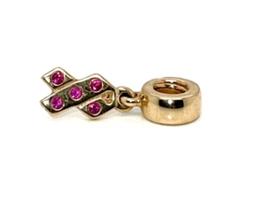Pandora 14K Gold Susan Komen Brustkrebs Bewusstsein Rosa Saphir Band Charm - Bild 1 von 10