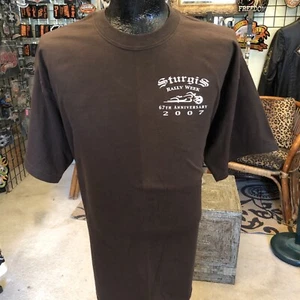 Vintage 2007 Sturgis Bike Week Brown T-Shirt Gilden Mens Size XL New w/o Tags - Picture 1 of 10