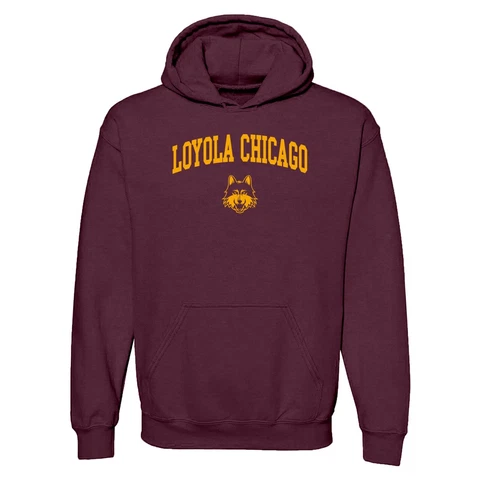Loyola University Chicago Ramblers Arch Logo Licensed Hooded Sweatshirt - Maroon Cover