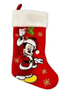 Mickey Mouse Christmas Stocking Santa Claus Disney Red Felt 7” 3D Lined Nice - Picture 1 of 6