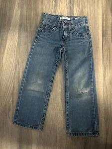 Levi's 505 Regular Denim Straight Jeans Medium Wash Blue Kids Sz 5 Slim - Picture 1 of 5