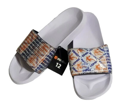 AND 1 Sandalias Blancas Para Hombre Talla 12 Sin Cordones Cruzadas Toboganes Zapatillas Nuevas Foto 1 de 4