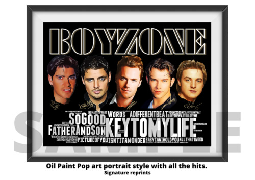 Boyzone Pop Art Songs A4/A3 Musik Erinnerungsstücke/Sammlerstück/Geschenk signiert #130