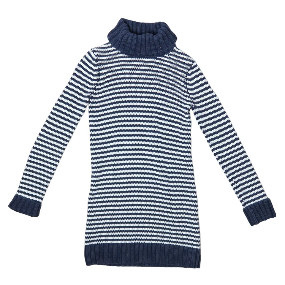 Juicy Couture Vestido Suéter Cuello Tortuga Tejido Rayas Azul Marino y Crema Niñas 12 Foto 1 de 4