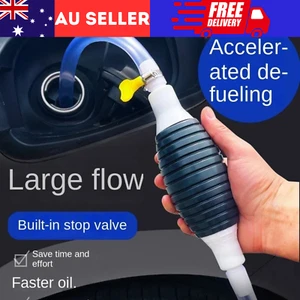 Car Manual Hand Water Oil Liquid Petrol Fuel Transfer Pump Siphon-Pipe Hose tool - Picture 1 of 8