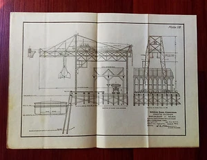 1910 Panama Canal Engineering Diagram Sand Unloader Crane at Balboa Wharf - Picture 1 of 2