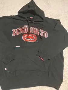 Ecko Unltd Herren schwarz Large Big Logo Vintage Streetwear Pullover Hoodie Y2K - Bild 1 von 4