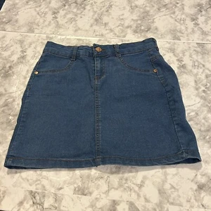 Girls Pink Angel Blue Jean Skirt Size 14 - Picture 1 of 4