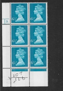 MACHIN 6.5p  CYL 2 p17  DOT FCP/PVAD BLOCK OF  6 MNH - Picture 1 of 1