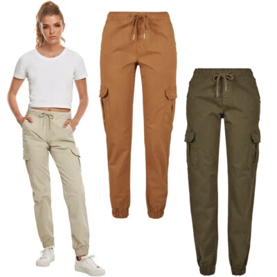 URBAN CLASSICS UrbanClassics Cargo Joggingpants Ladies High Waist Sweat Hose XS-5XL Kordelzug