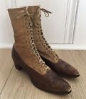 Antique Victorian Women's Boots 2 Tone Leather Tall Lace up Fit For For A Queen