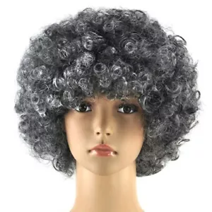 GRANNY AFRO WIG GREY OLD LADY FANCY DRESS GRANDMA SECRETARY PERM BOOK DAY - Picture 1 of 1