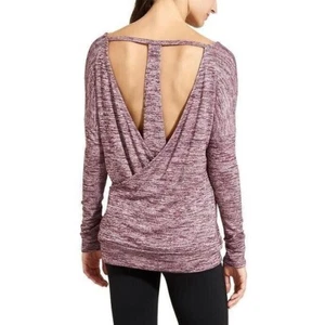 Athleta Women's Pose Layered Purple Marled Size Medium Cut Out Back Long Sleeve - Picture 1 of 9