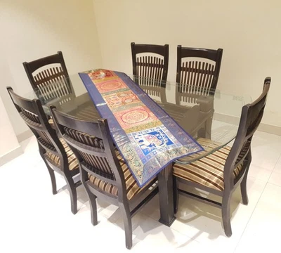 Dining Table Runner Wall Tapestry Woven Zari Brocade Banarasi Cover Multi-Color - Image 1 of 4