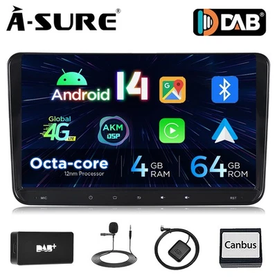 DAB+ 4+64G Android14 Autoradio Carplay Für VW GOLF 5 6 Passat Touran Tiguan Polo - Bild 1 von 4