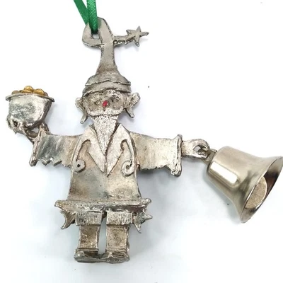 1990 W. Gerard Rainbow's End Peltre Elfo Campana y Olla de Oro Adorno Gnomo 3.5" Foto 1 de 4