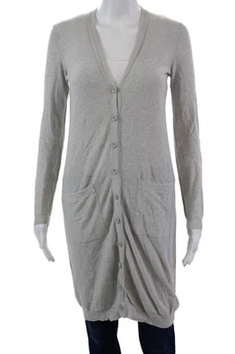 Cárdigan tejido forrado manga larga con botones cuello en V de algodón gris talla S Inhabit para mujer Foto 1 de 4