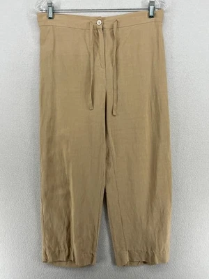 KATE HILL 裤子 PM Petite 真丝亚麻休闲抽绳长裤沙棕色 — 第 1/4 张图片