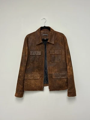 $1898 Nueva Chaqueta de Cuero Envejecido Colección John Varvatos EU50 US40 Foto 1 de 4